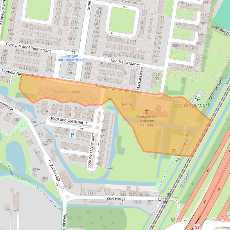 Kaart van postcodegebied 3317SE.