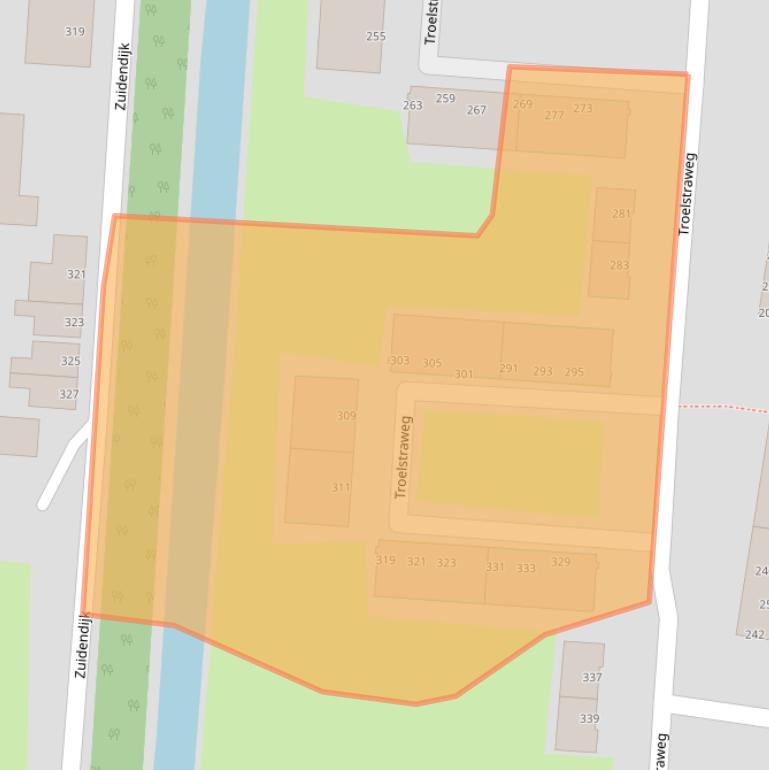 Kaart van postcodegebied 3317TG.