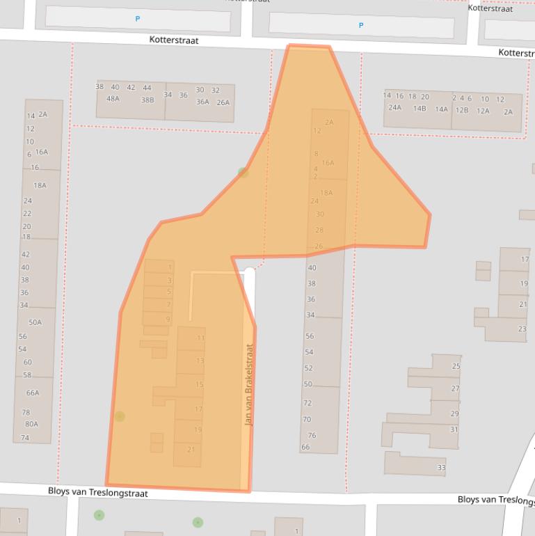 Kaart van postcodegebied 3317VJ.