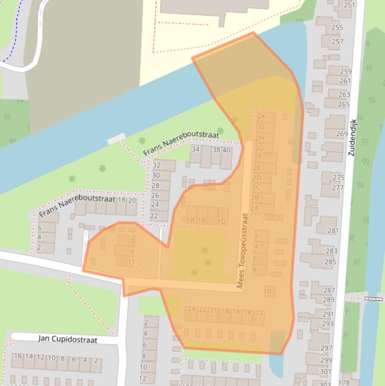 Kaart van postcodegebied 3317WK.