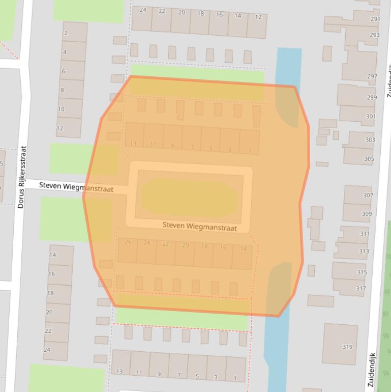 Kaart van postcodegebied 3317WL.
