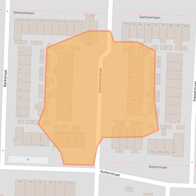 Kaart van postcodegebied 3317ZN.