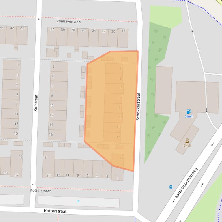 Kaart van postcodegebied 3317ZW.