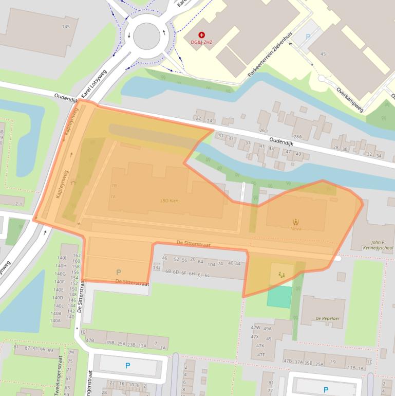 Kaart van postcodegebied 3318AA.