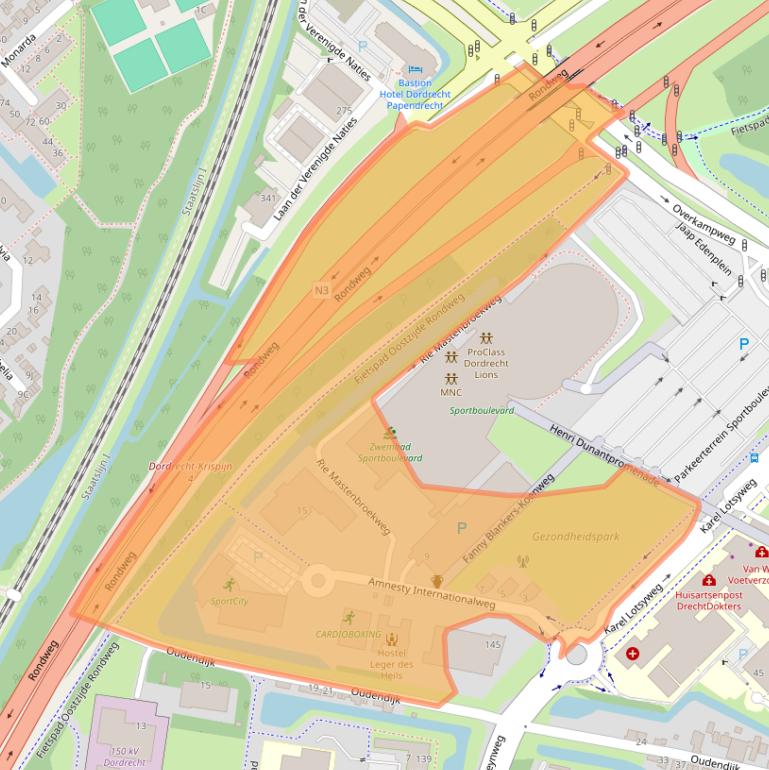 Kaart van postcodegebied 3318AZ.