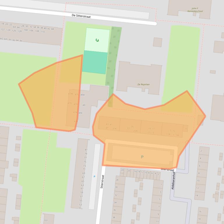 Kaart van postcodegebied 3318BK.