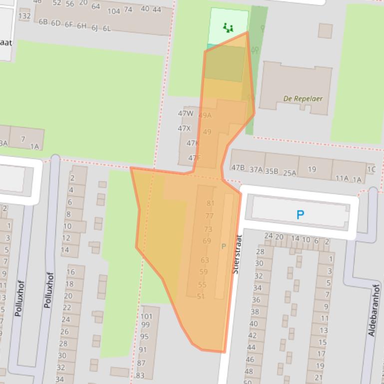 Kaart van postcodegebied 3318BL.