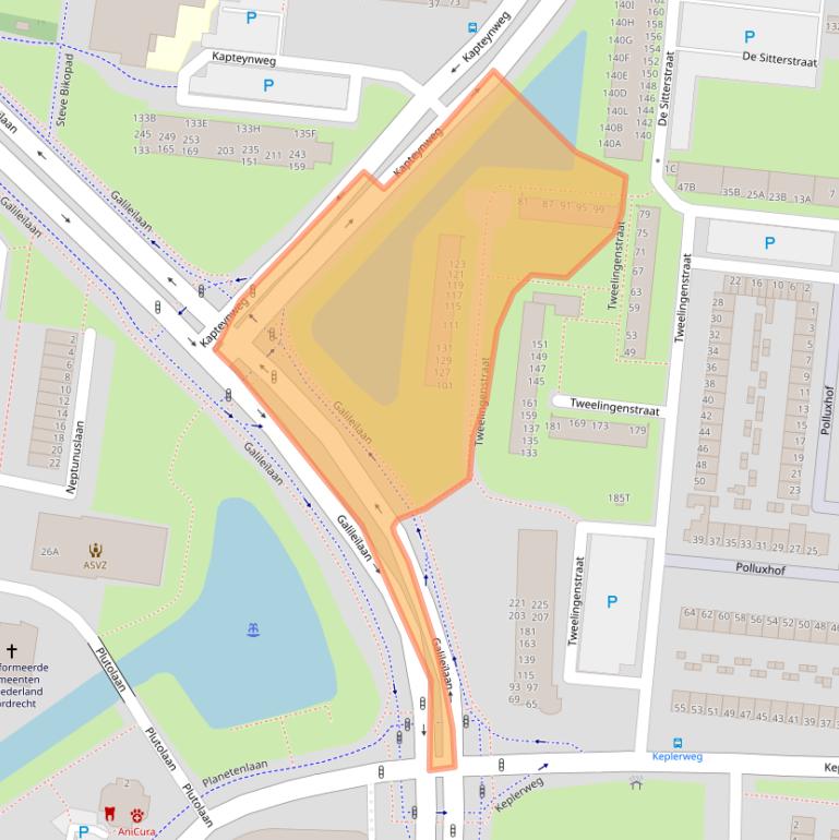 Kaart van postcodegebied 3318BS.