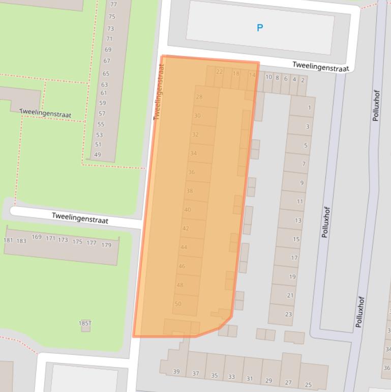 Kaart van postcodegebied 3318BV.