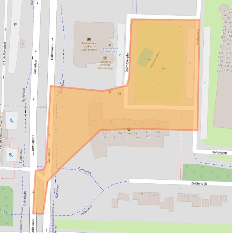 Kaart van postcodegebied 3318DA.