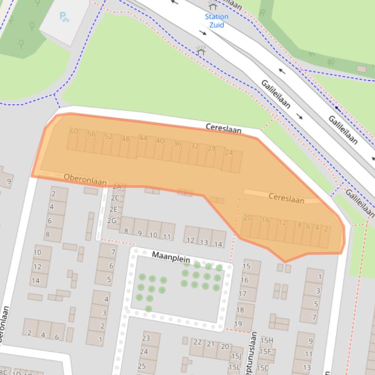 Kaart van postcodegebied 3318EA.