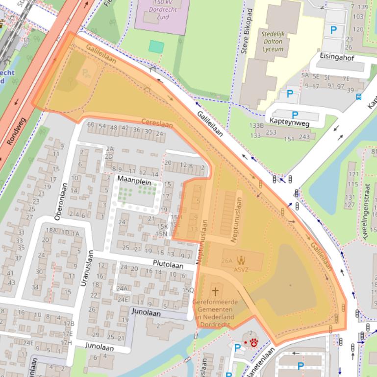 Kaart van postcodegebied 3318EL.