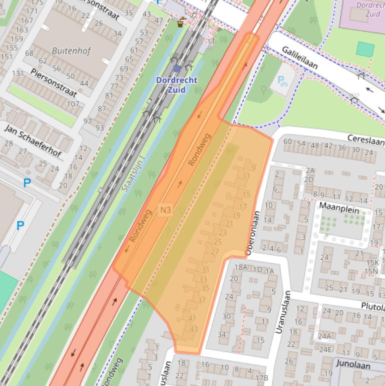 Kaart van postcodegebied 3318EM.