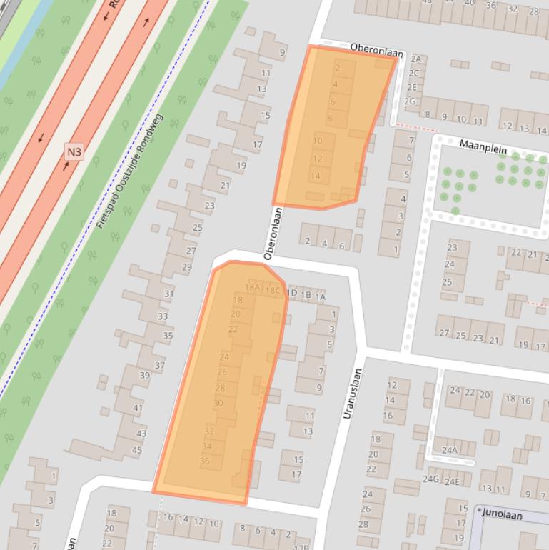 Kaart van postcodegebied 3318EN.