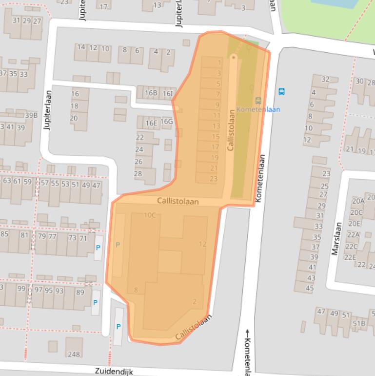 Kaart van postcodegebied 3318JA.
