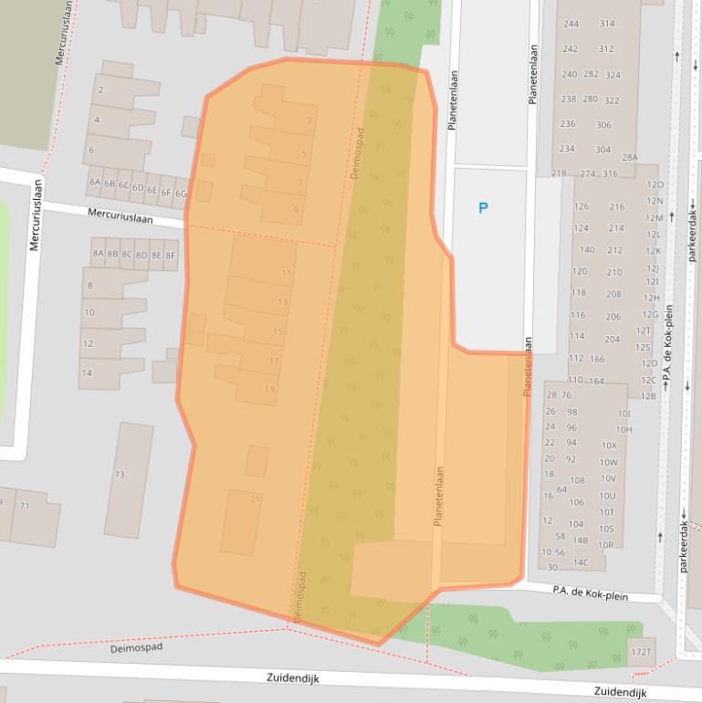 Kaart van postcodegebied 3318JB.