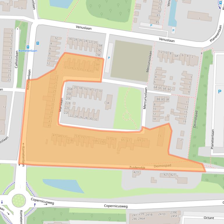 Kaart van postcodegebied 3318JE.