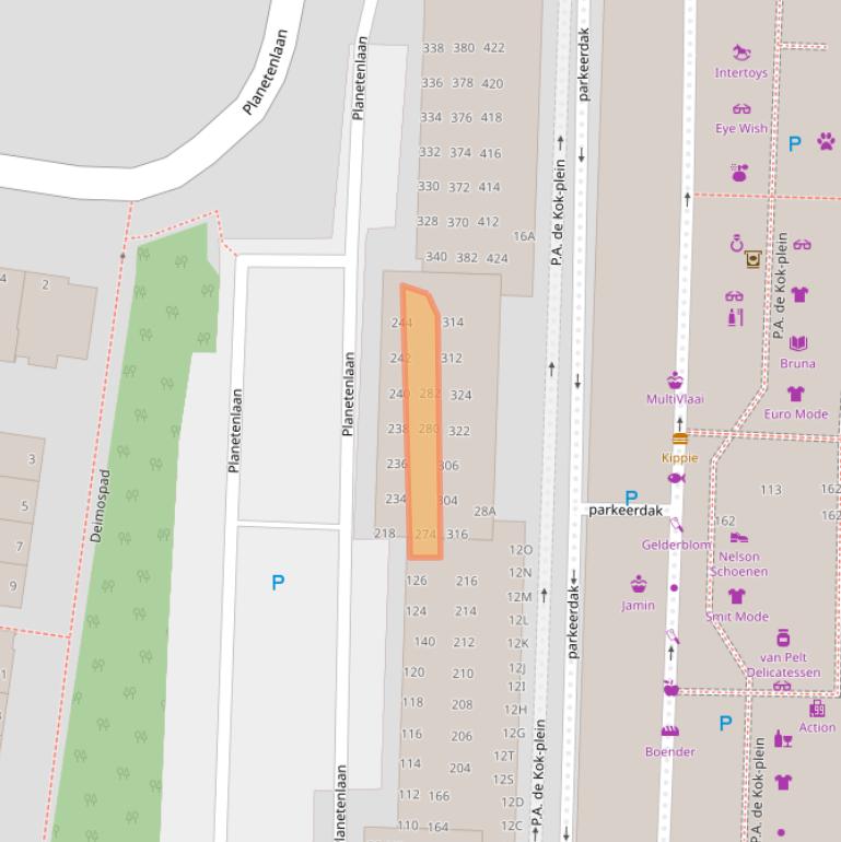 Kaart van postcodegebied 3318JP.