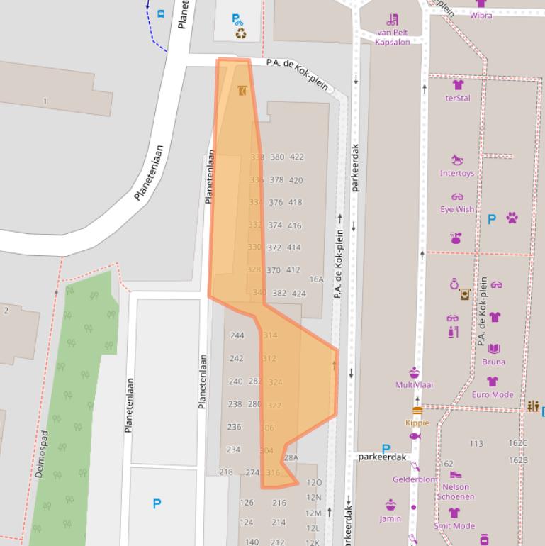 Kaart van postcodegebied 3318JR.