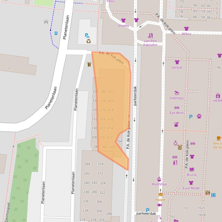 Kaart van postcodegebied 3318JS.