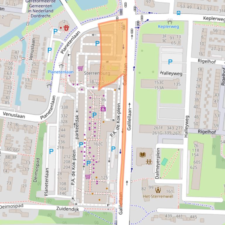 Kaart van postcodegebied 3318JT.