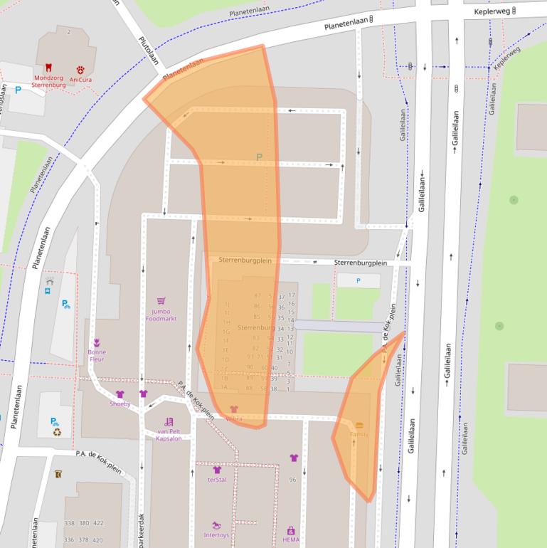 Kaart van postcodegebied 3318JV.
