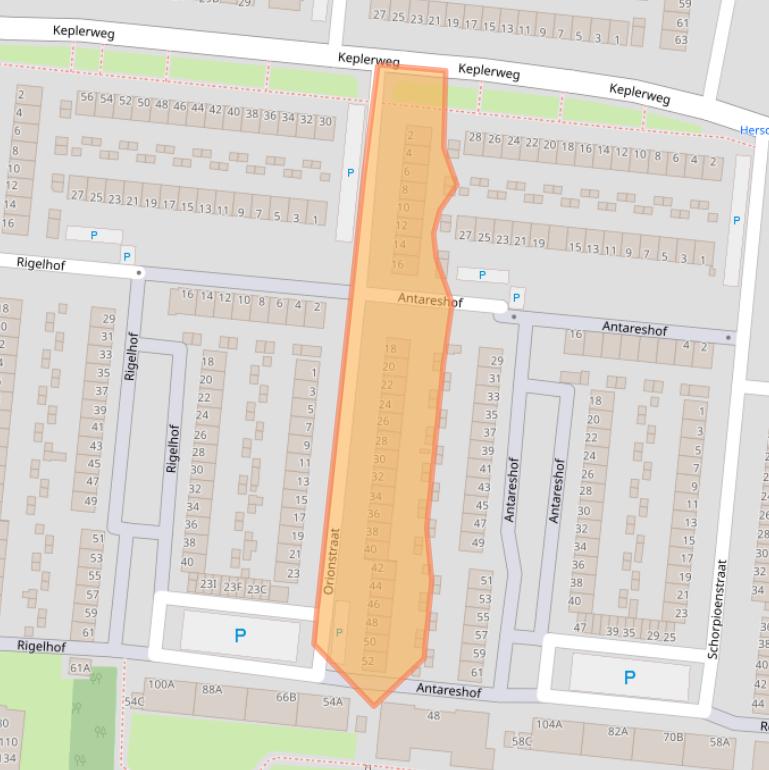 Kaart van postcodegebied 3318TE.