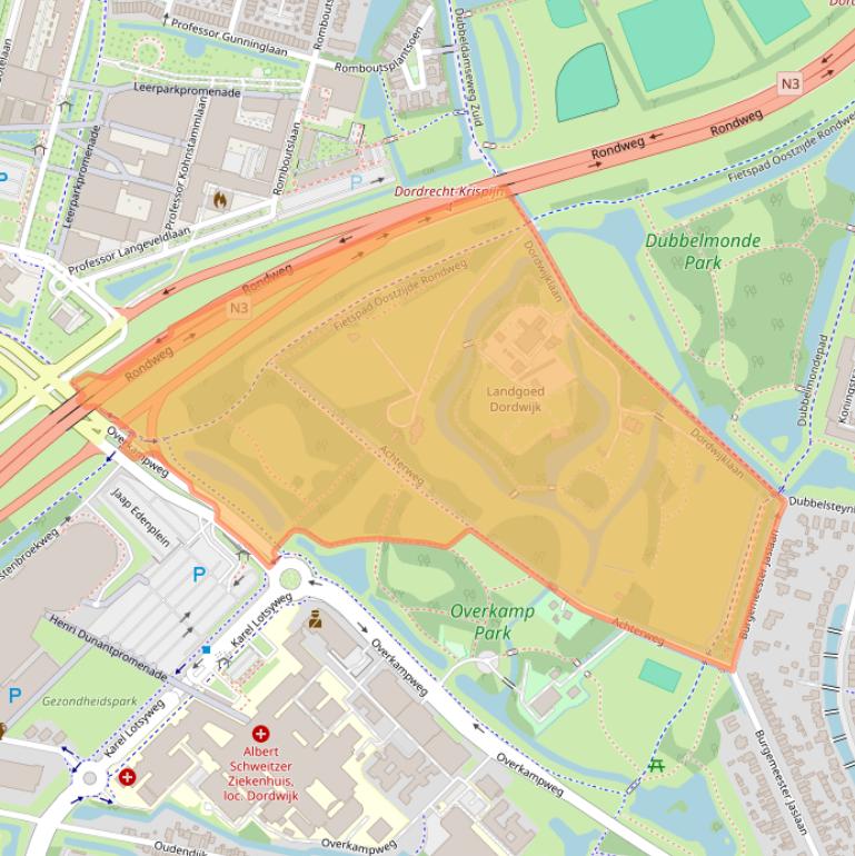 Kaart van postcodegebied 3319AD.