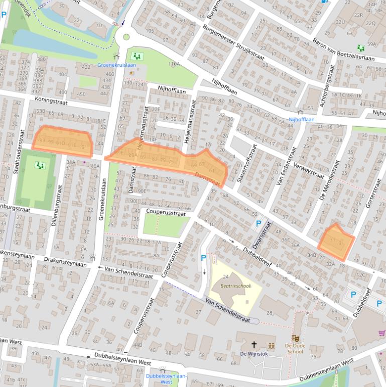 Kaart van postcodegebied 3319BC.