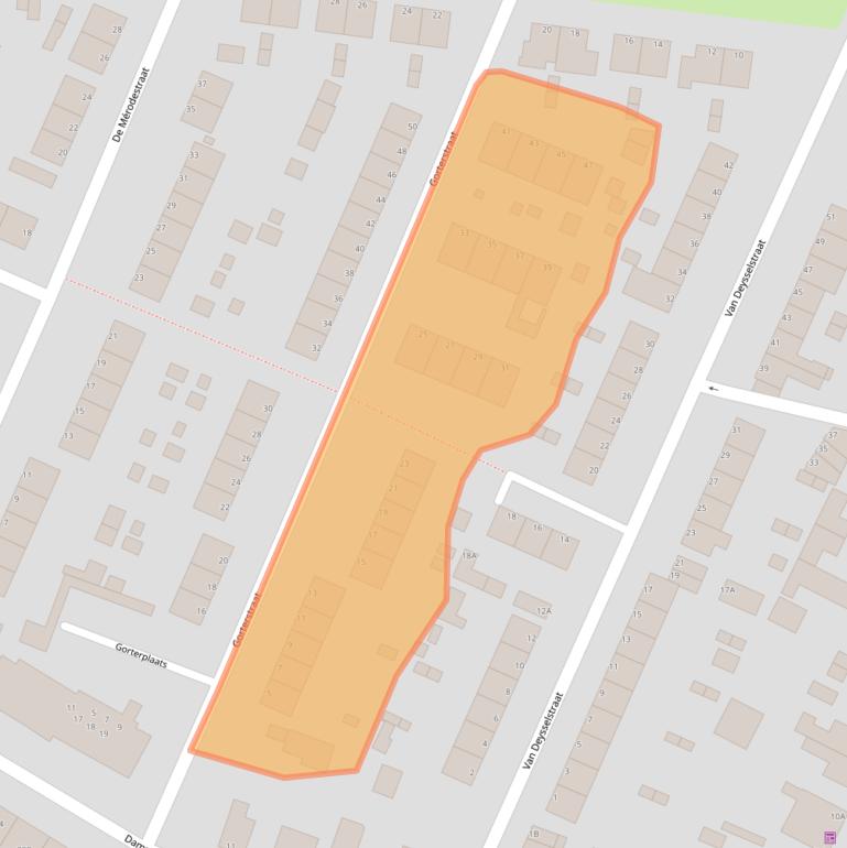 Kaart van postcodegebied 3319BK.