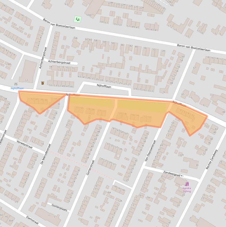 Kaart van postcodegebied 3319BR.