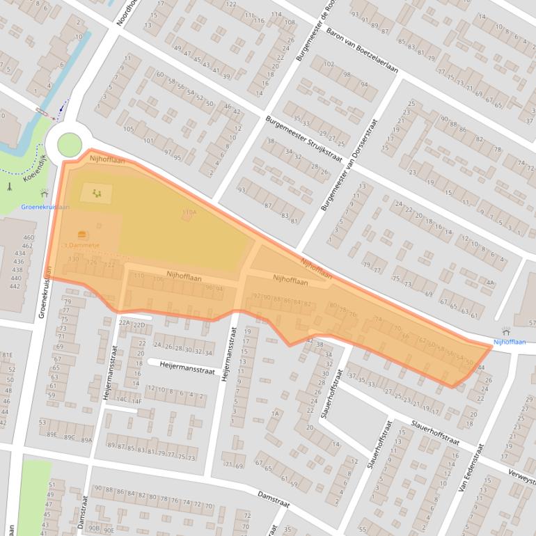Kaart van postcodegebied 3319BS.