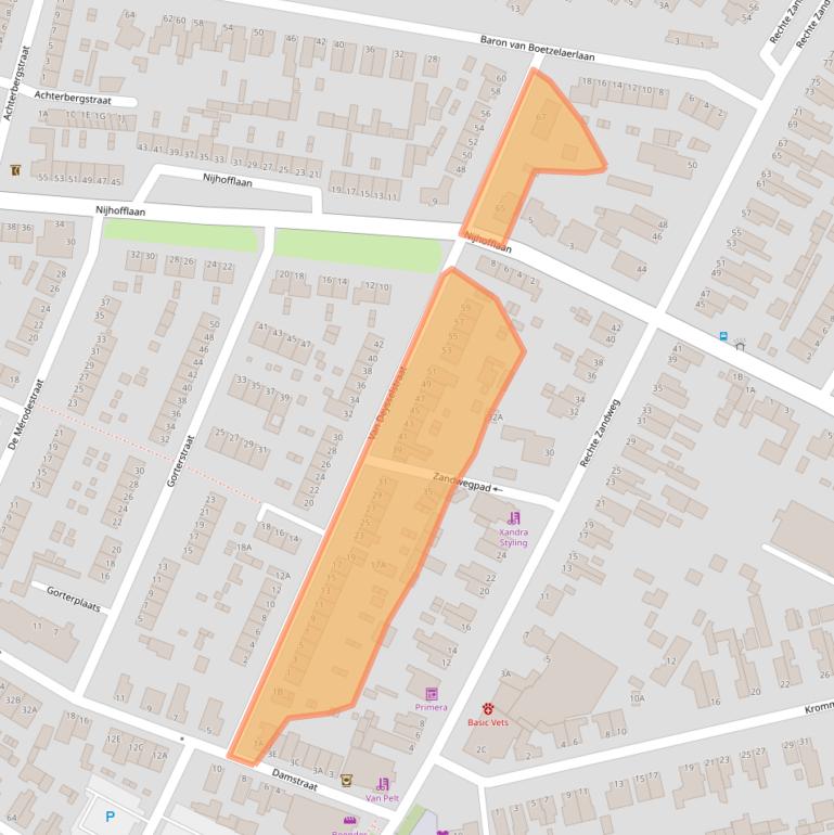Kaart van postcodegebied 3319BV.