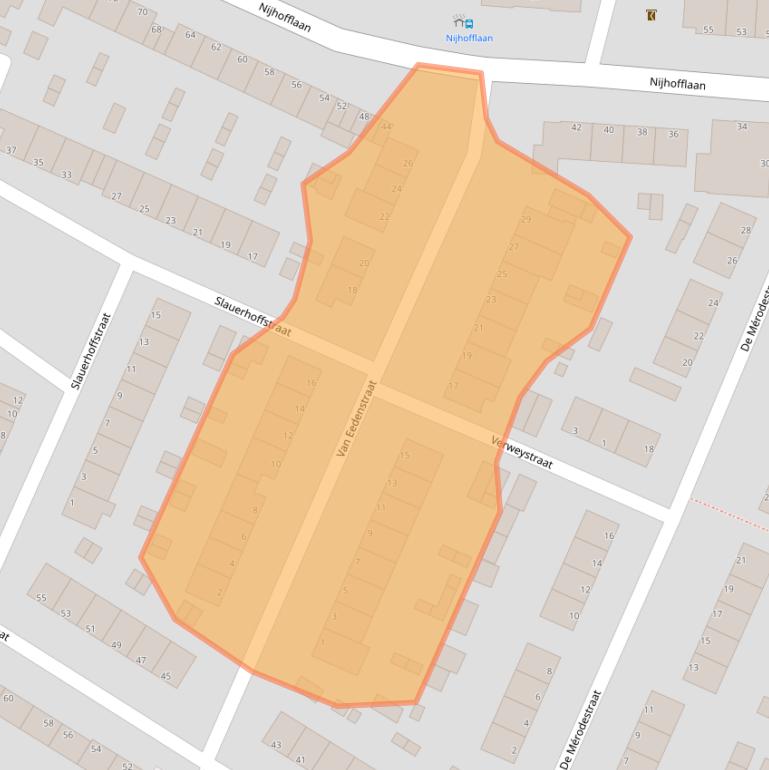 Kaart van postcodegebied 3319BX.