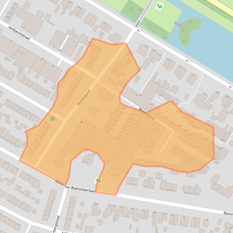 Kaart van postcodegebied 3319CJ.