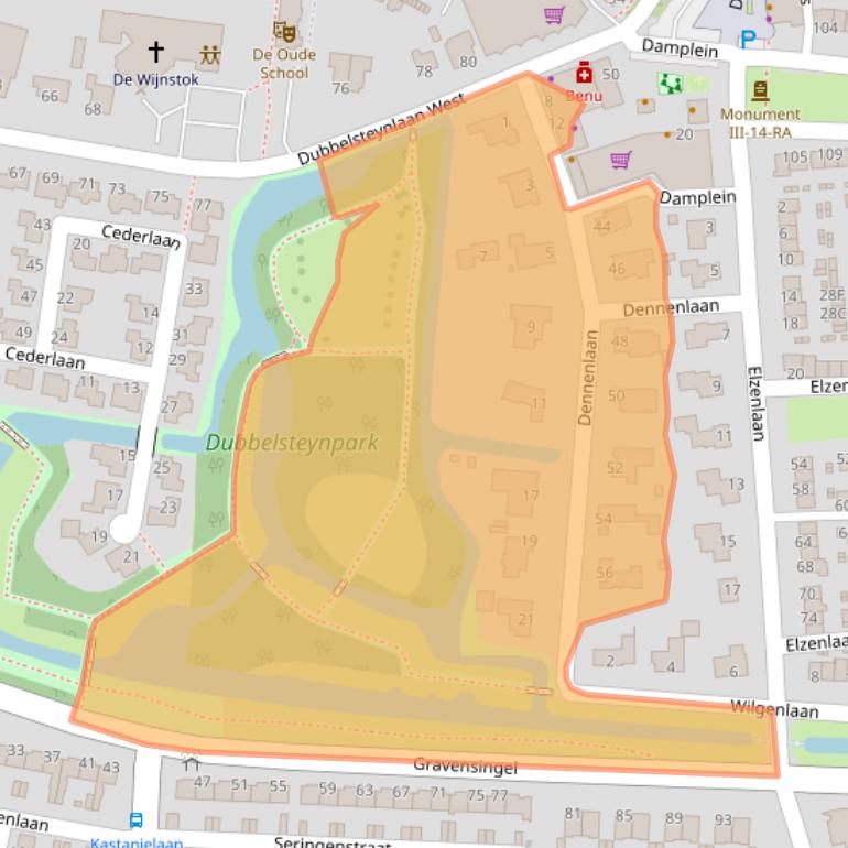 Kaart van postcodegebied 3319EA.