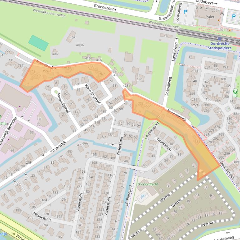 Kaart van postcodegebied 3319GL.