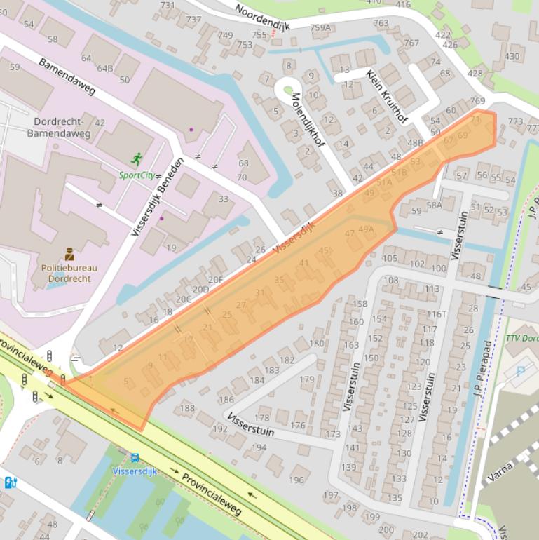 Kaart van postcodegebied 3319GT.