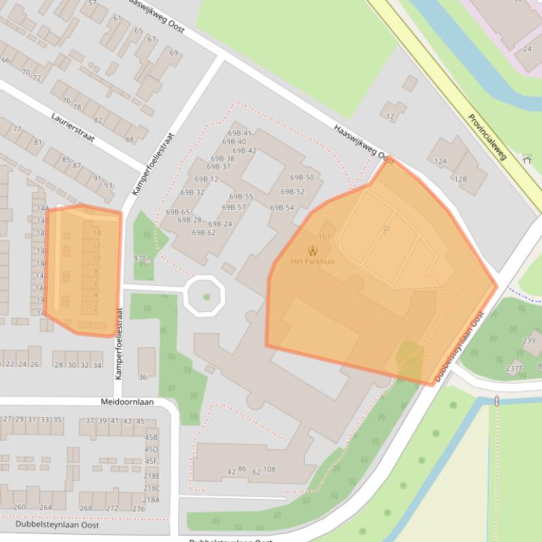 Kaart van postcodegebied 3319HJ.