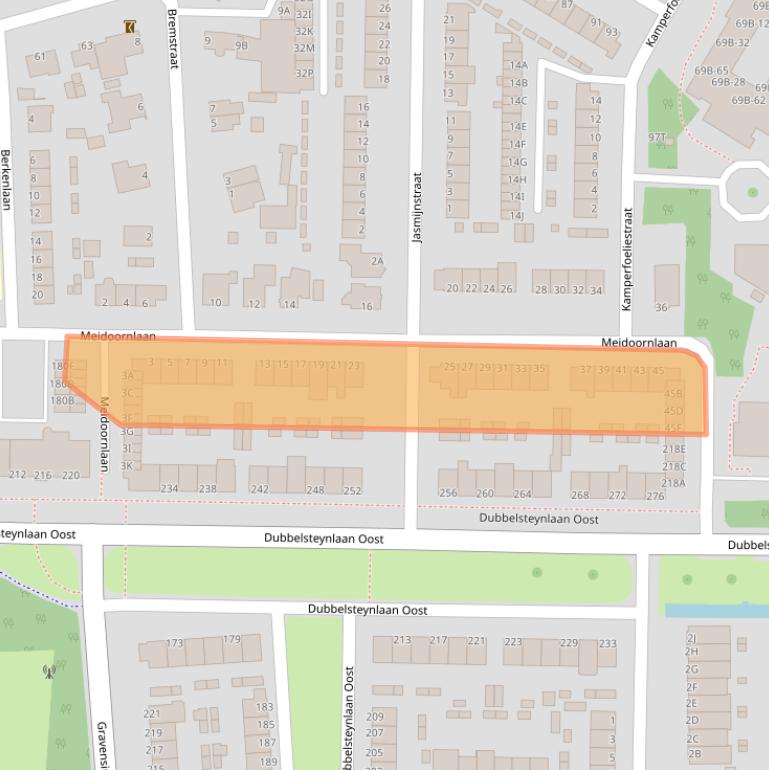 Kaart van postcodegebied 3319HP.