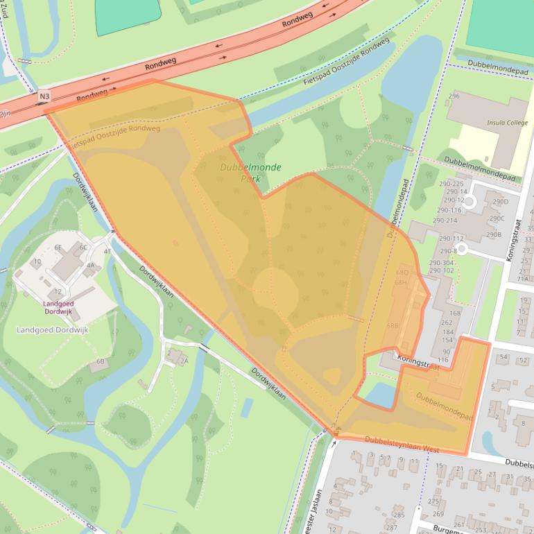 Kaart van postcodegebied 3319PB.