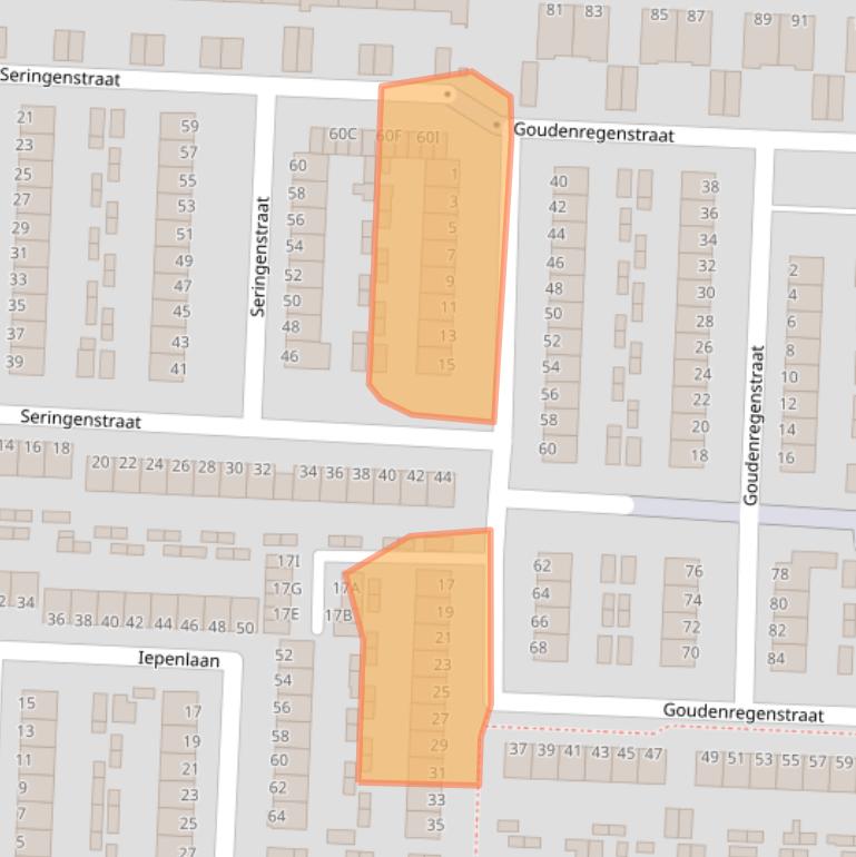 Kaart van postcodegebied 3319TA.