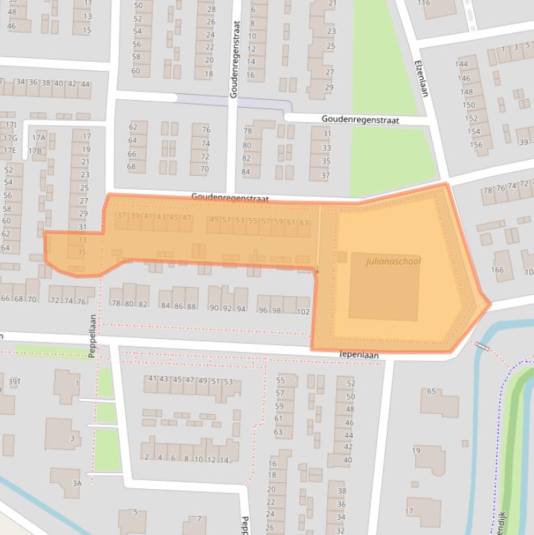 Kaart van postcodegebied 3319TB.