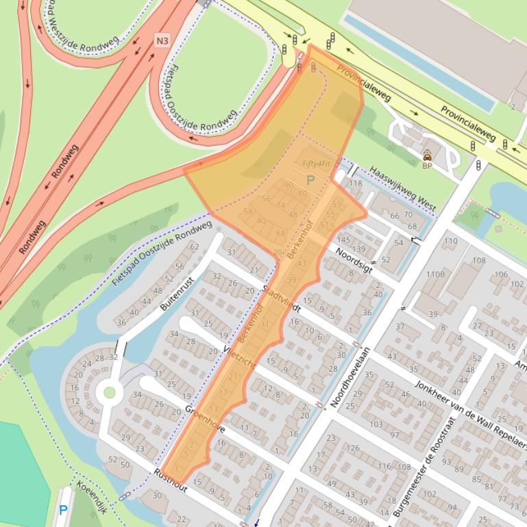 Kaart van postcodegebied 3319WB.