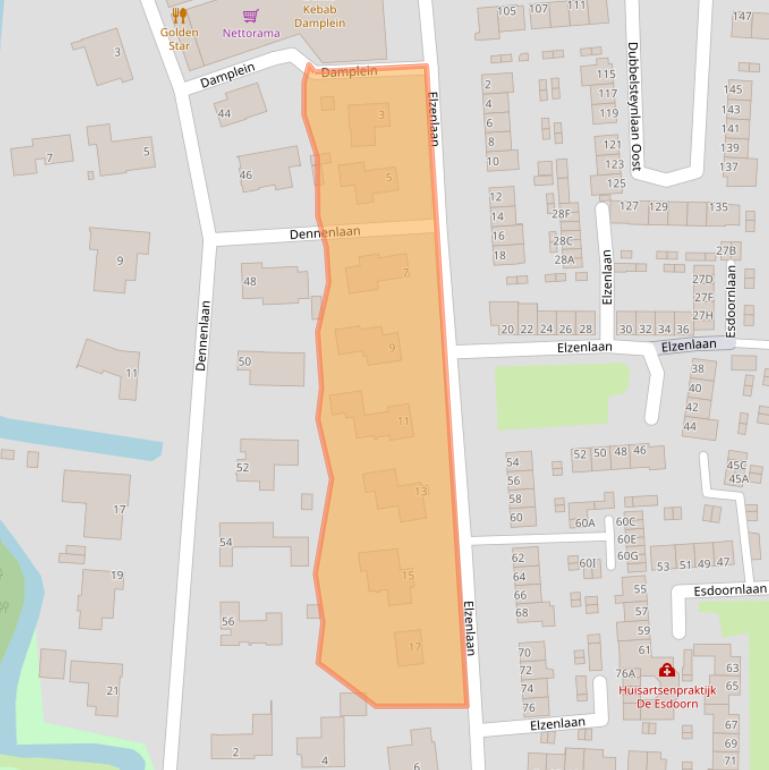 Kaart van postcodegebied 3319XA.