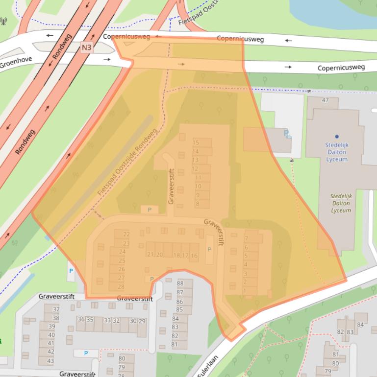 Kaart van postcodegebied 3328KK.