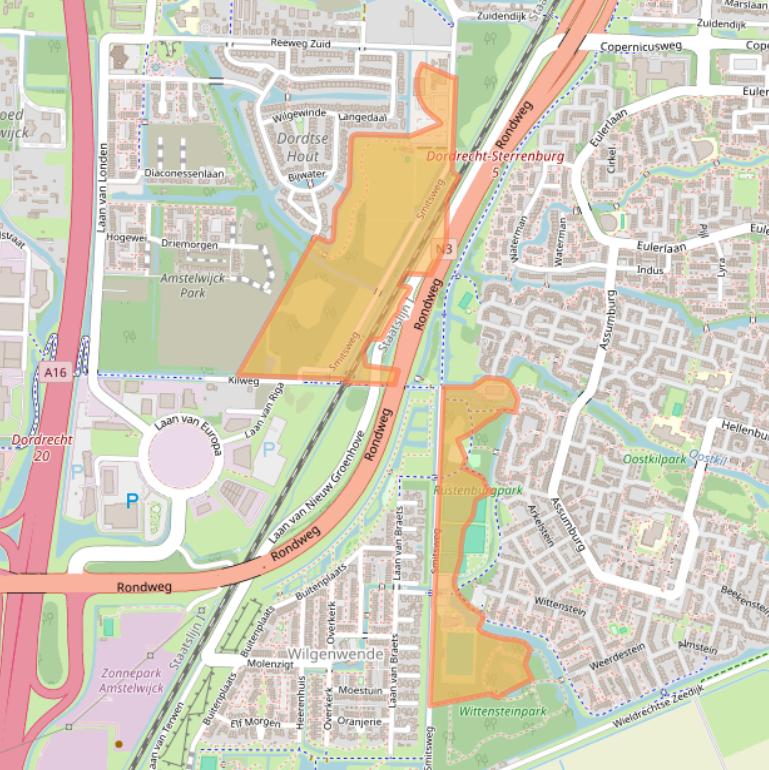 Kaart van postcodegebied 3328LB.