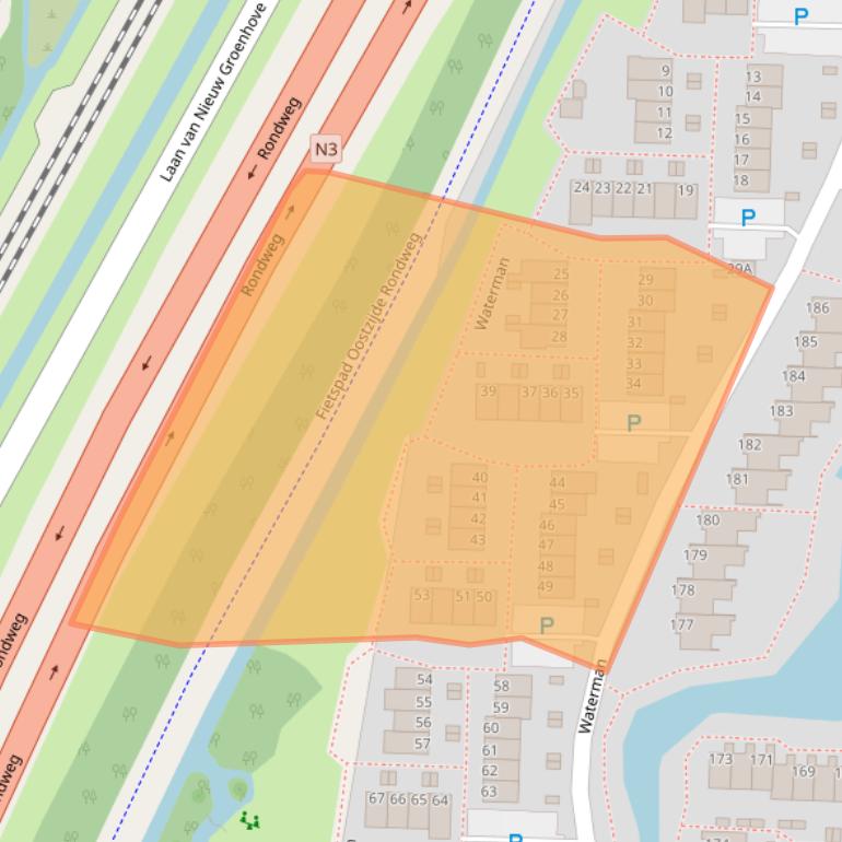 Kaart van postcodegebied 3328RB.