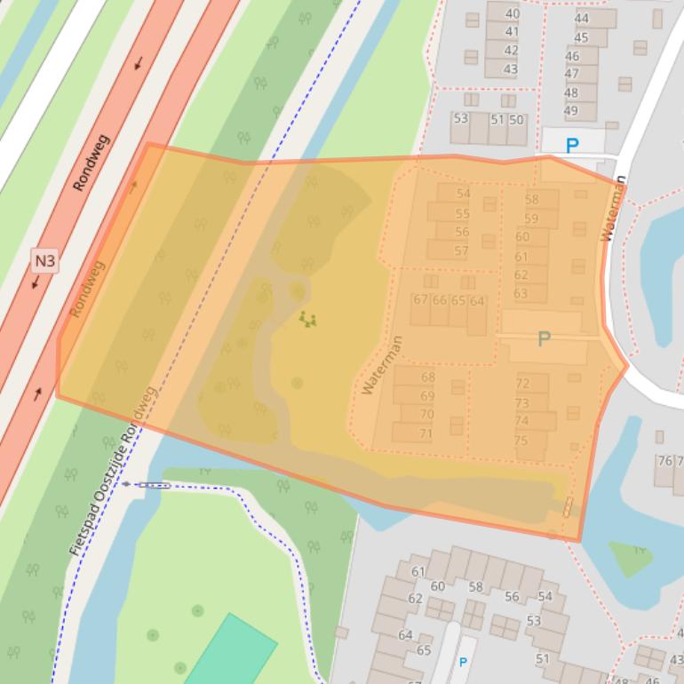 Kaart van postcodegebied 3328RC.