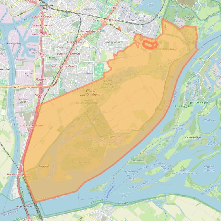 Kaart van postcodegebied 3329.